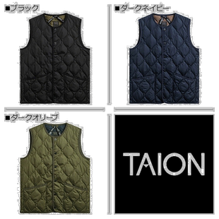 日本直邮TAION 内羽绒背心外套男女纽扣防水羽绒背心橄榄 004B2ML