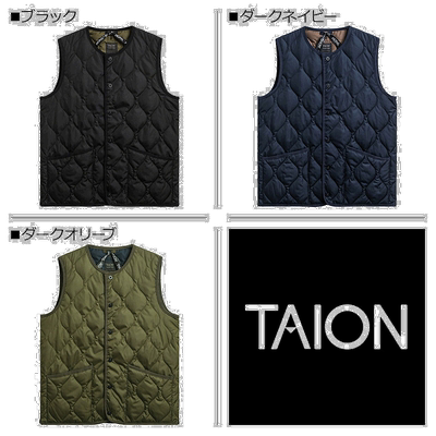 日本直邮TAION 内羽绒背心外套男女纽扣防水羽绒背心橄榄 004B2ML