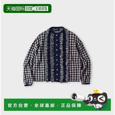 1h可退 日本直邮45R 格纹提花开衫新款纯棉外套