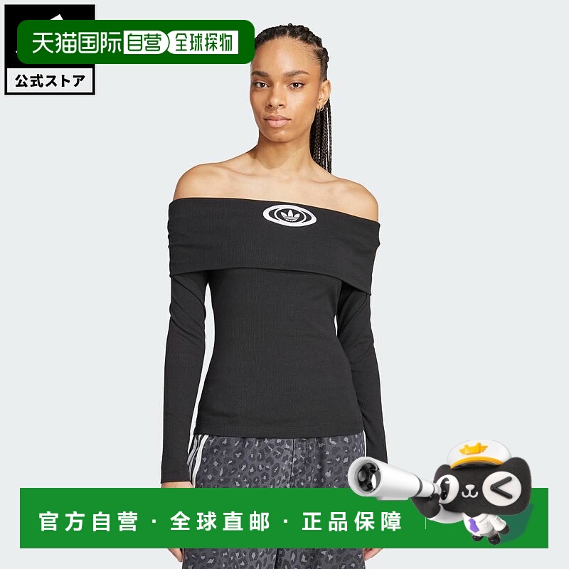 日本直邮 adidas 女子原创系列露肩T恤 [KA2690] 黑色长袖上衣