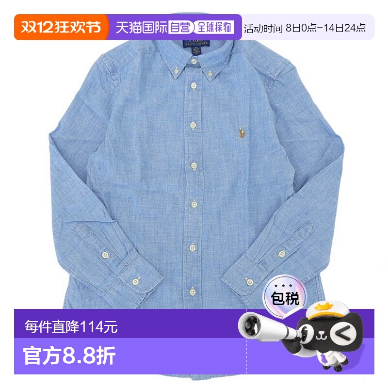 日本直邮Ralph Lauren 服装男士女士衬衫 L 14-16 棉蓝色 CORE RE