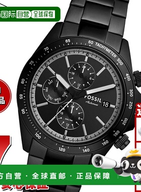 日本直邮Fossil 男士 AUTOCROSS 多功能黑色不锈钢手表 FS6125