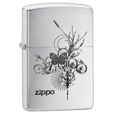 【日本直邮】ZIPPO之宝打火机Butterfly-Artsy银色LOGO和蝴蝶2480