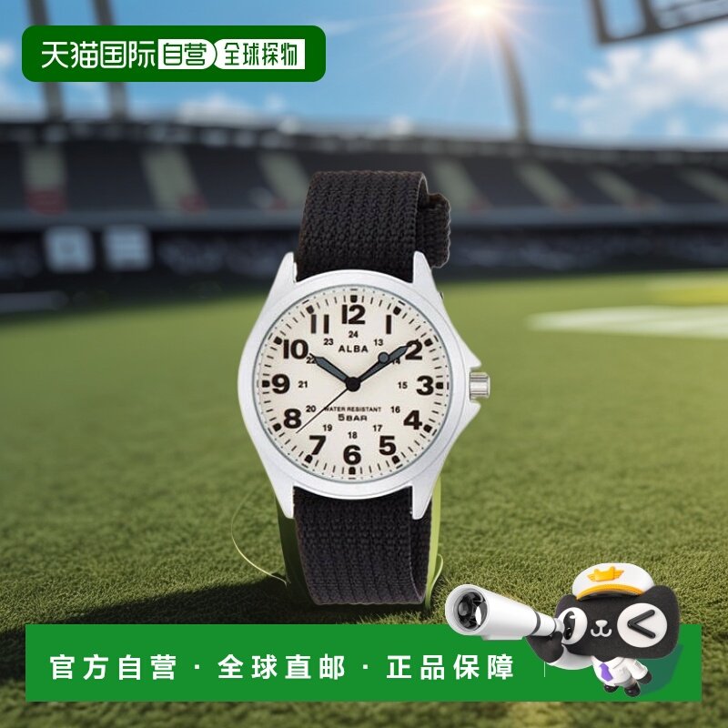 【日本直邮】ALBA雅柏男士手表AQPK401黑色休闲运动时尚石英表