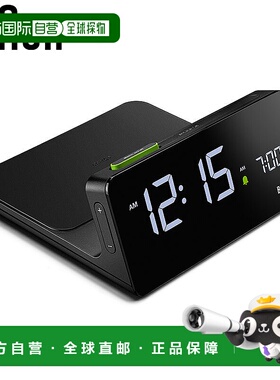 日本直邮BRAUN BC21B 数字闹钟配备 Qi 无线充电功能黑色数字石英