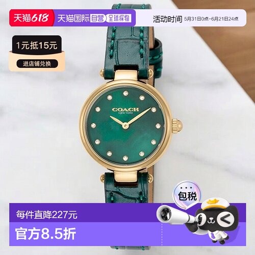 日本直邮Coach Park 女士石英腕表真皮表带COACH 14503534指针式