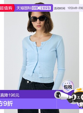 日本直邮MOUSSY EYELET U-NECK 开衫&吊带衫套装 L/蓝色 [MO1164E