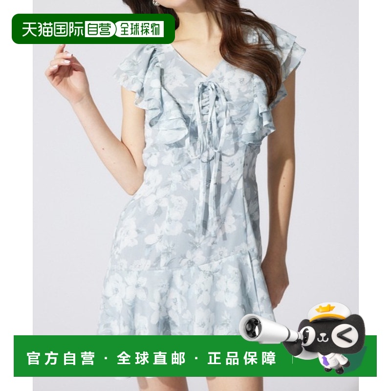 1h可退 日本直邮rienda 女士花卉印花荷叶边迷你连衣裙 110IS5330