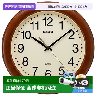 挂钟棕指针木纹26cm静音连续秒针IQ Casio卡西欧 136 日本直邮