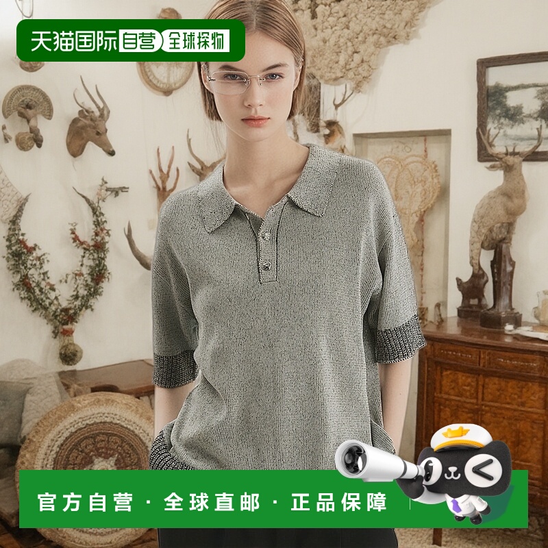 1h可退 日本直邮selle glant 男女同款银色纽扣针织polo衫 494595