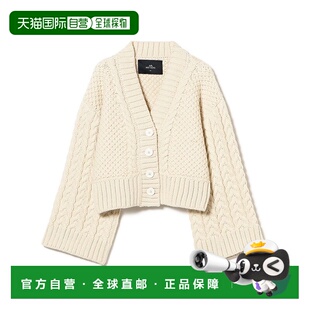 1h可退 日本直邮MR MITTENS 女装宽松V领羊毛迷你开衫 编织设计感