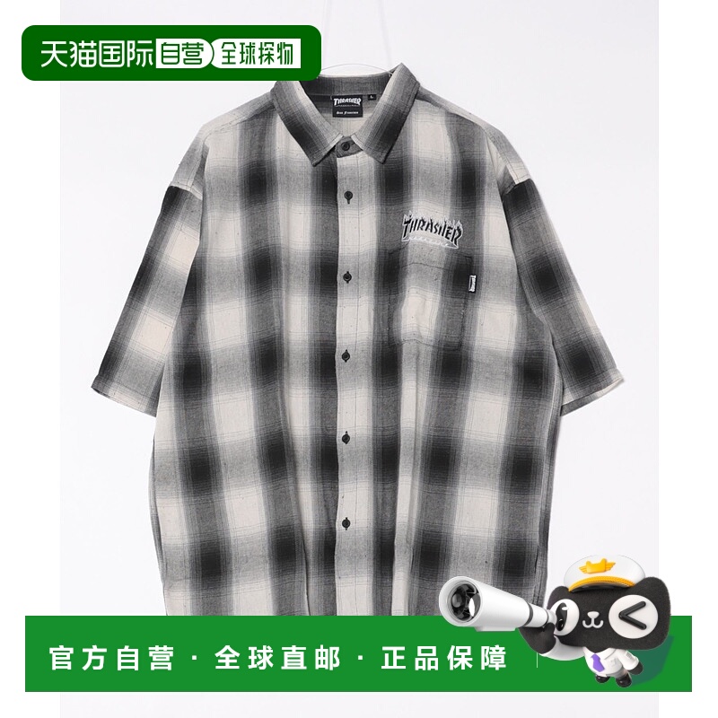 1h可退 日本直邮THRASHER 男女同款拼接格纹短袖衬衫 8225358982