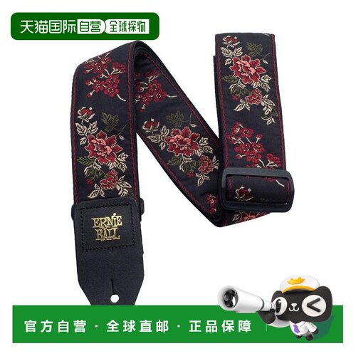 【日本直邮】ERNIEBALL 4142 吉他背带 提花织物 提花背带 红玫瑰