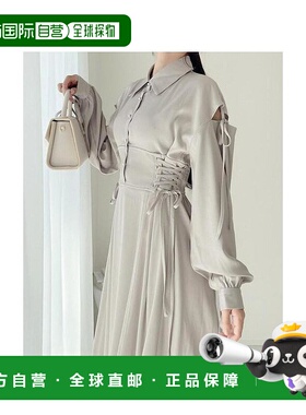 日本直邮日潮 mily bilet肩部开口蝴蝶结拼色连衣裙mi1139023