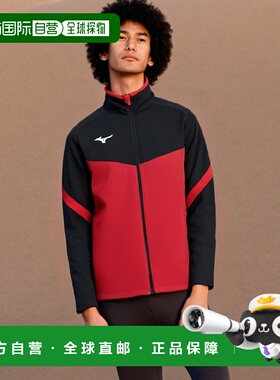 【日本直邮】美津浓TEAMLINE拉链款立领运动服32MC1150中国红/黑X