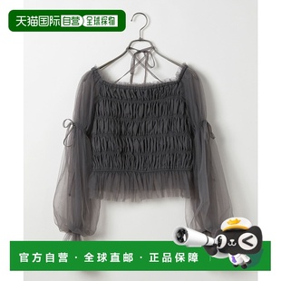 1h可退 日本直邮Heather 女士甜美设计褶皱纱布上衣 327109泡泡袖