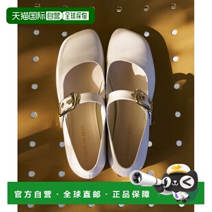 女士方头方扣带饰低跟牛皮女鞋 1h可退 Bleu 日本直邮LANVIN