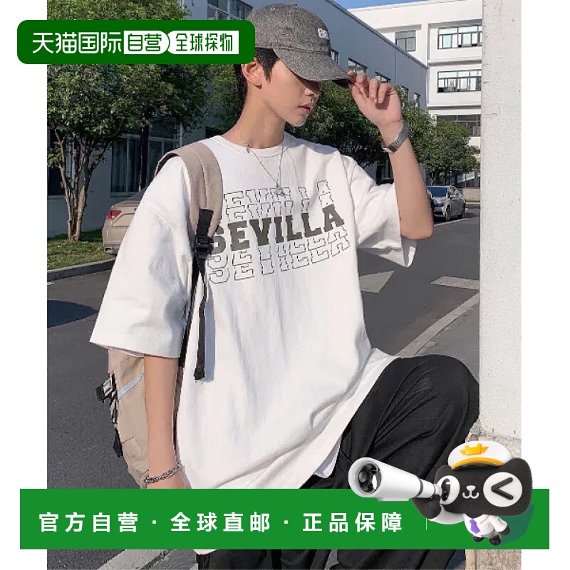1h可退 日本直邮neos男女同款大版型重质感橡胶印花学院风T恤 时