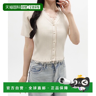 日本直邮INGNI SOELA 女装 蕾丝罗纹短款针织开衫 6261600372