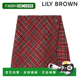 lwfp254093 日本直邮LILY 迷你款 罗纹格纹短裙 BROWN