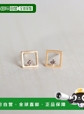 1h可退 日本直邮cui-cui K10YG 钻石方框耳环 778860cuicui