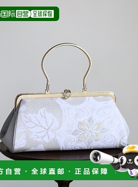 日本直邮tatsumi Harima｜西阵织白丽纹样手工制作黄铜提手手提包