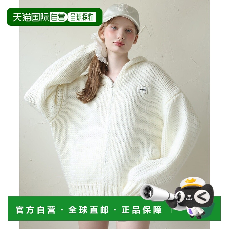 1h可退 日本直邮Seemi.by NICE CLAUP 女装 宽松半拉链罗纹针织外