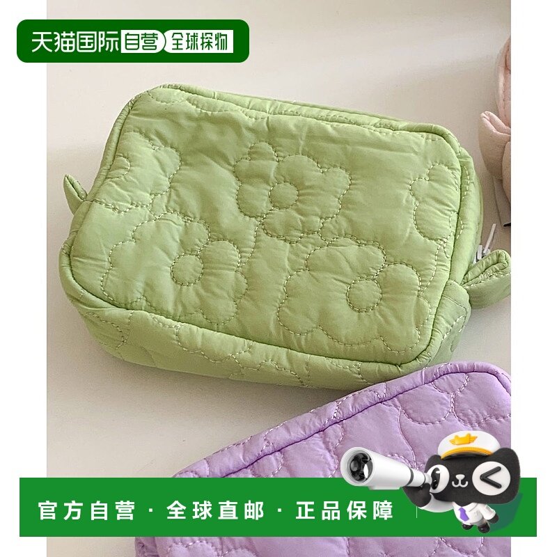 日本直邮florge 花卉绗缝方形化妆包/旅行包 FL8218DW08092 化妆