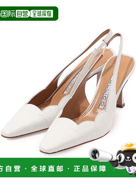 1h可退 日本直邮PELLICO 女士白色鳄鱼纹皮革露跟高跟凉鞋 330152