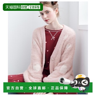 1h可退 日本直邮PEACH JOHN 女士 褐色爱心毛绒卡其长袖开衫 1032