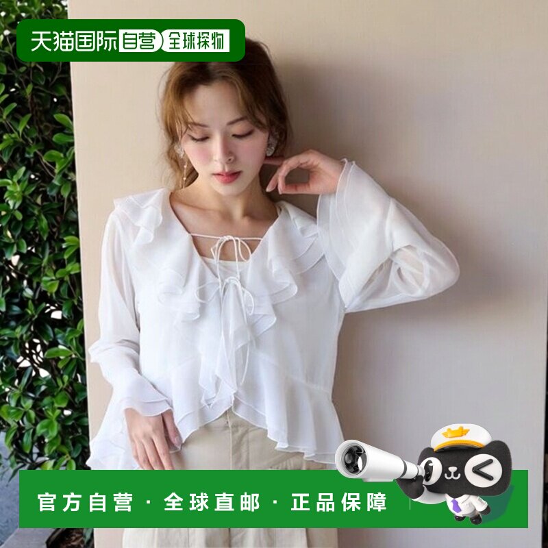 日本直邮MERCURYDUO女士荷叶边双蝴蝶结上衣 002540400201