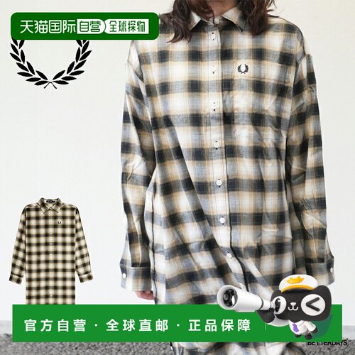 日本直邮Fred Perry D8167 女士格纹长袖衬衫连衣裙 BRUSHED CHEC