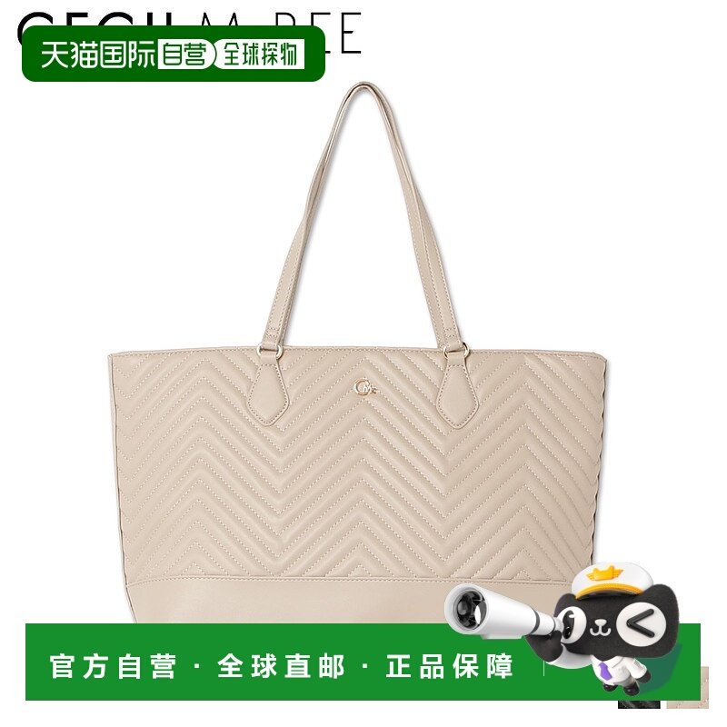 日本直邮CECIL McBEE 包手提包女士被子带拉链手提包黑色米色黑色