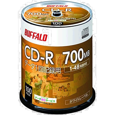Buffalo巴法络 刻录光盘700MB 100枚 RO-CR07D-100PW服务数据