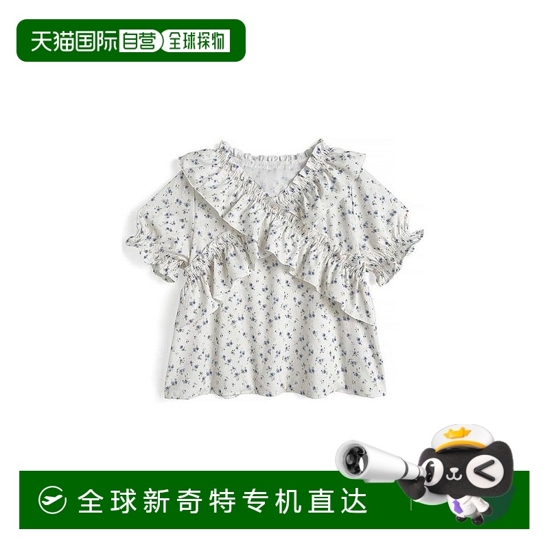 日本直邮日潮 GRL交叉荷叶边花卉衬衫pp213