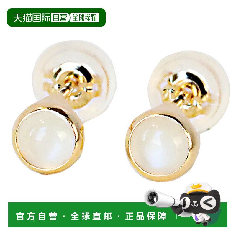 日本直邮(265176) 月光石凸圆形耳环 6 月诞生石 18k 黄金边框 简