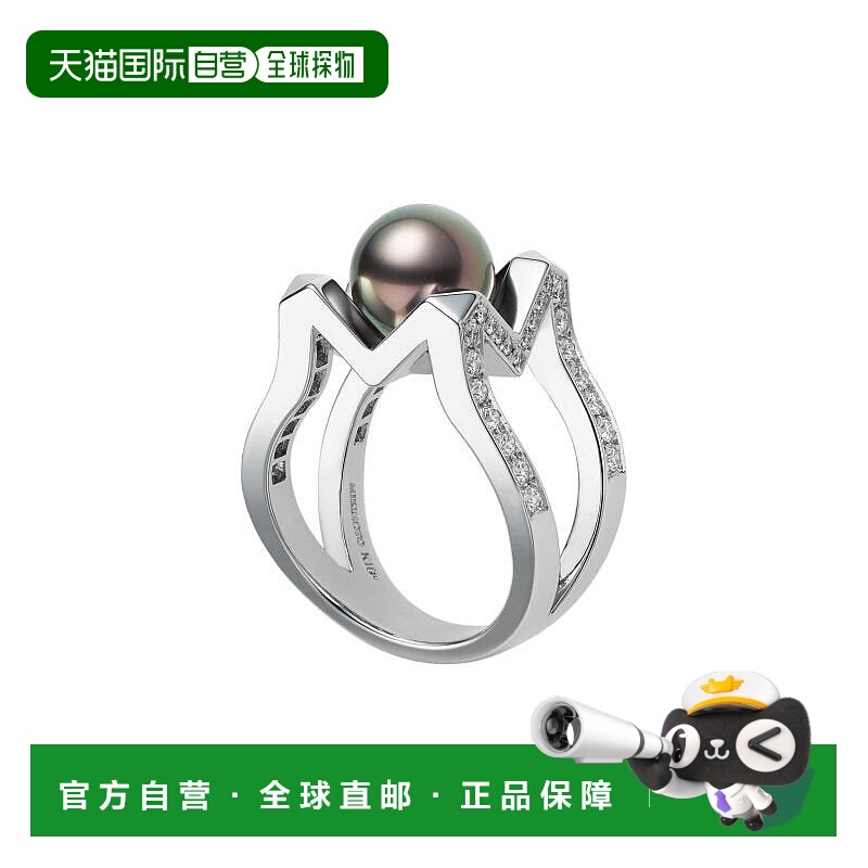 日潮跑腿MIKIMOTO 御木本时尚女款黑唇珍珠百搭活口欧美戒指指环D