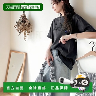 日本直邮Classical Elf 纯棉logo×花卉刺绣半袖大T恤 [C04519EW0