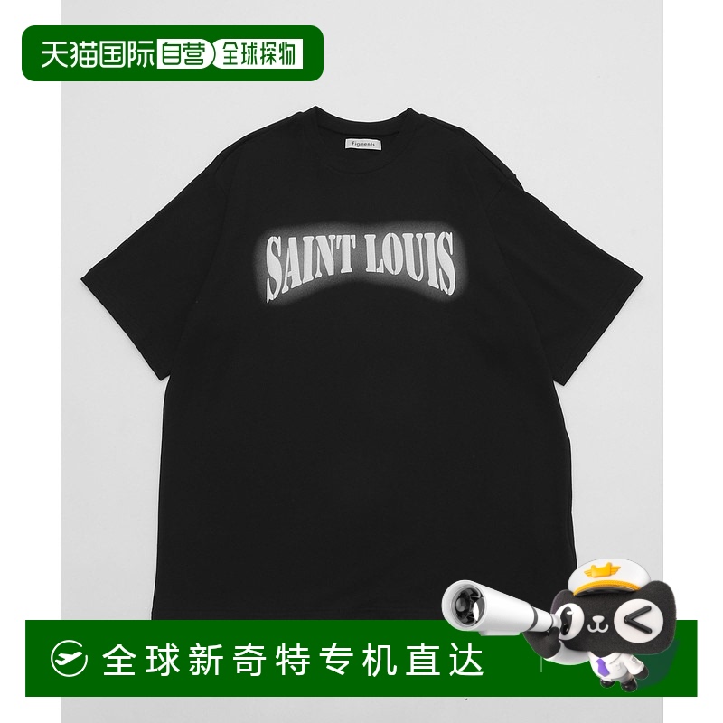 1h可退 日本直邮Figments 男女同款 白色立体logo 黑色纯棉T恤 半