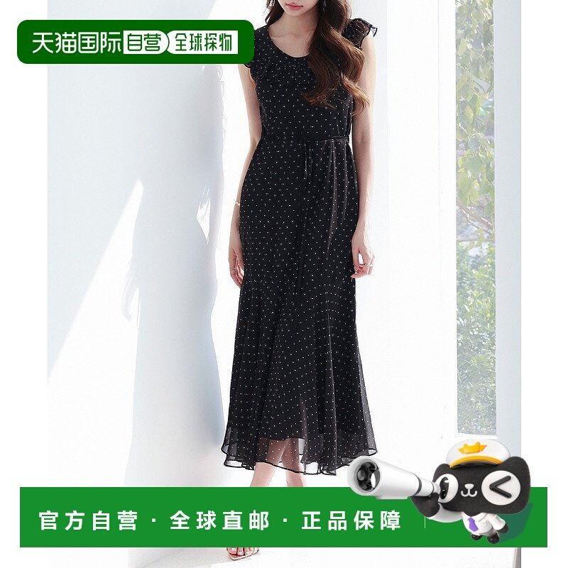 1h可退 日本直邮SAISON DE PAPILLON 女士圆领点点雪纺长款连衣裙
