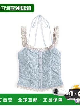 日本直邮日潮 GRL 紫罗兰花吊带蕾丝背心 DK1478修身法式性感上衣