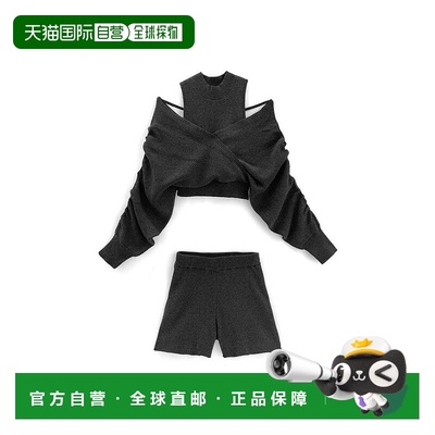 日本直邮日潮 GRL褶皱裹胸上衣×短裤针织套装ru1161露肩蝴蝶结