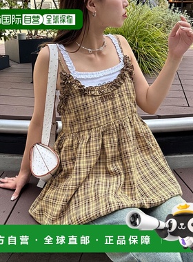 1h可退 日本直邮CIAOPANIC 女士格纹荷叶边泡泡吊带背心 CPZ10516