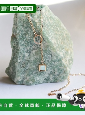 1h可退 日本直邮cui-cui K10YG 黄金方形澳宝Y字项链 783293吊坠