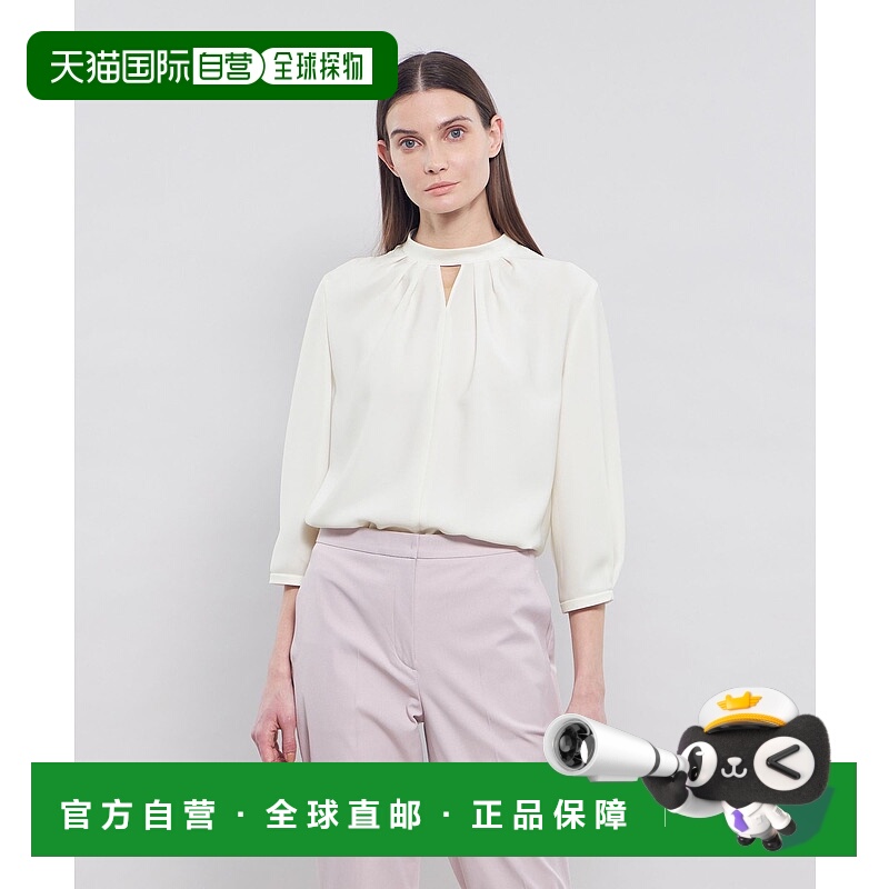 1h可退 日本直邮EPOCA 女士立领七分袖背光泽衬衫 M5M19538__