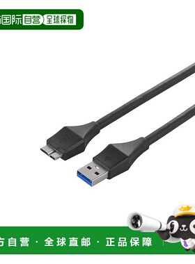 【日本直邮】BUFFALO 通用连接电缆3m USB3.0A-microB 黑BSUAMBU3