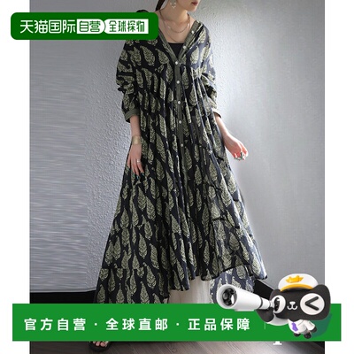 1h可退 日本直邮antiqua女士印花植物图案衬衫连衣裙 IYA00092