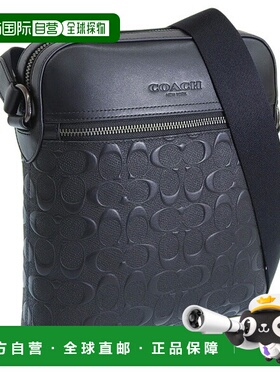 日本直邮Coach 包男士单肩包皮革 HSTN FLT BG SIG LTH 4009QBBK