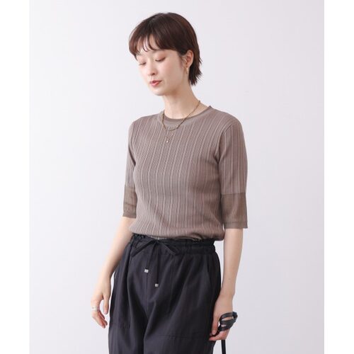 日本直邮Bou Jeloud 女装 随机罗纹拼接半袖针织上衣 2216403