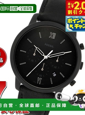 日本直邮Fossil 男士 Neutra 计时码表黑色皮革手表 FS5503